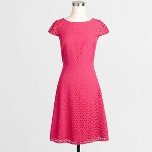 J. Crew Dress SZ 2 Hot Pink A-Line Laser Cut